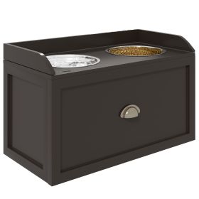 PawHut Large Elevated Dog Bowls with Storage Drawer Containing 21L Capacity Raised Dog Feeding Station with 2 Stainless Steel Bowls Brown PawHut Large Elevated Dog Bowls with Storage Drawer Containing 21L Capacity Raised Dog Feeding Station with 2 Stainless Steel Bowls Brown