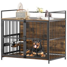 Furniture Style Large Dog Crate with 360° & Adjustable Raised Feeder for Dogs 48" Furniture Style Large Dog Crate with 360° & Adjustable Raised Feeder for Dogs 48"